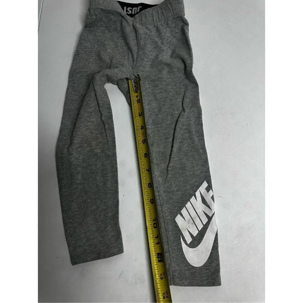 Nike Sportswear Girls Size 4T Dark Grey Heather Leg Leggings 96% Cotton Logo